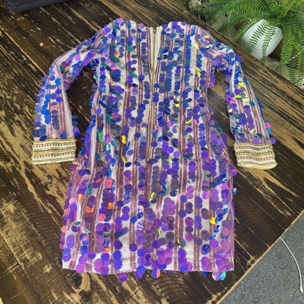 L’ATISTE - Purple Sequin & Gold Dress - SMALL - Picture 16 of 16